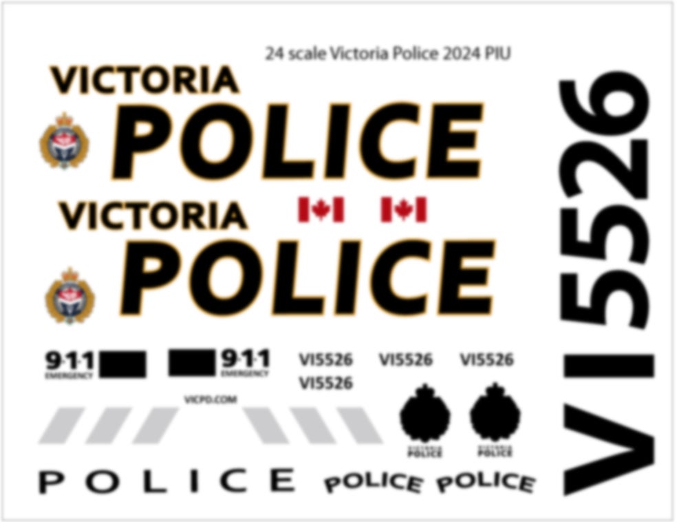 Victoria Police (VicPD)- Waterslide decals for 2022 Ford Interceptor ...