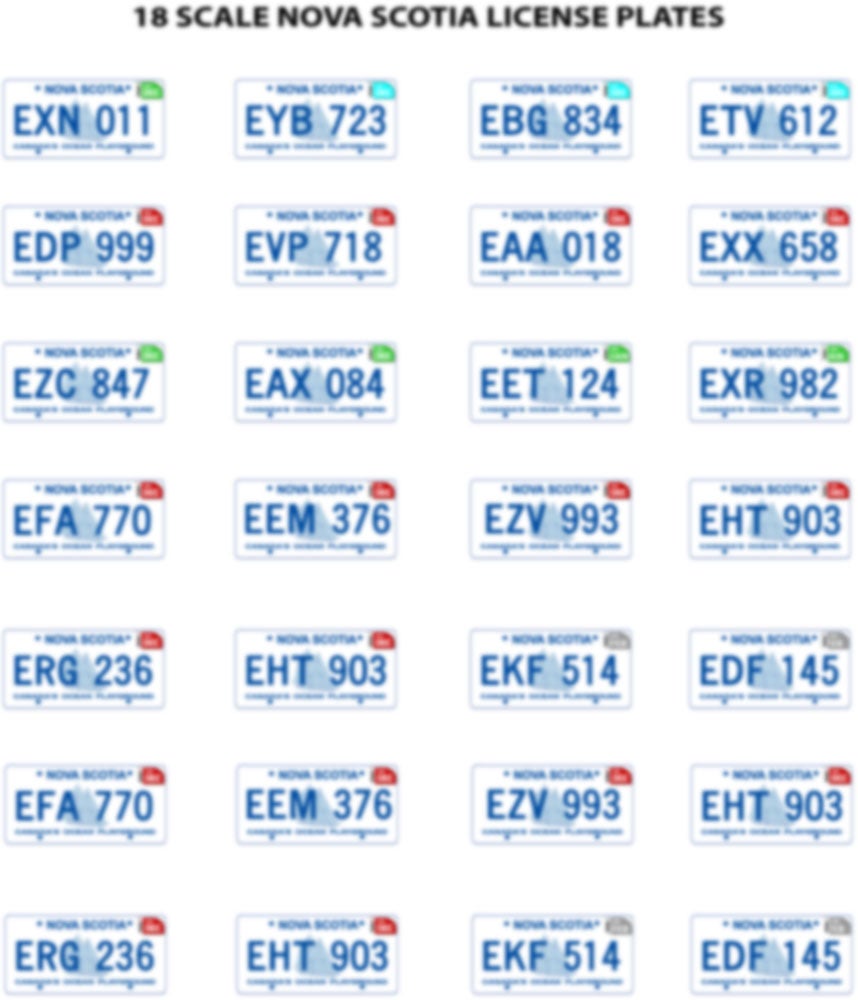 Nova Scotia License plates (cut and stick) Custom Diecast
